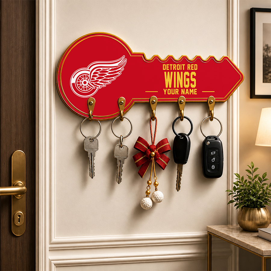 [SUPER SALE] NEW CUSTOMIZED NHL22 DRW DETROIT RED WINGS WALL KEY HOLDER FOR HOME