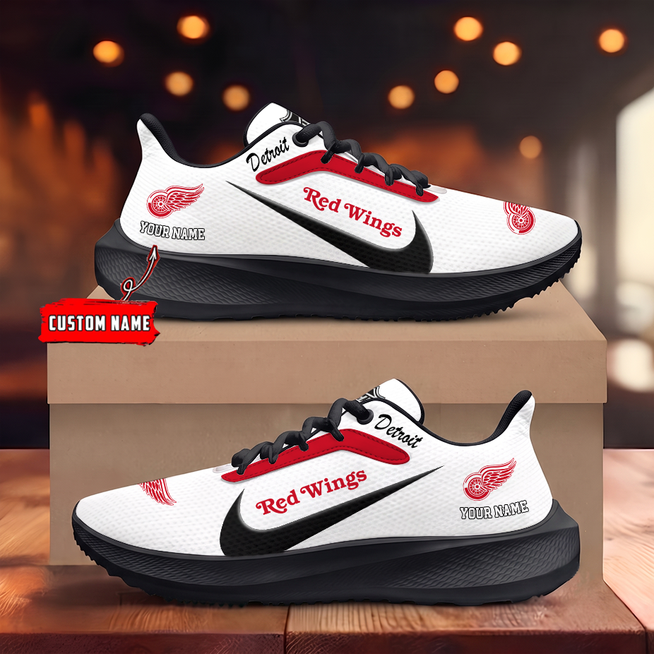 [SUPER SALE] NEW CUSTOMIZED NHL22 DRW DETROIT RED WINGS ROAD RUNNING SHOES