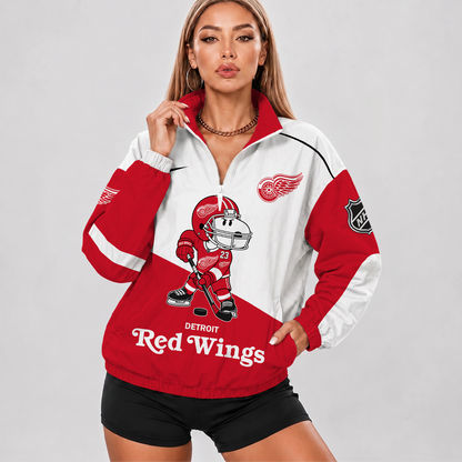 [SUPER SALE] NEW CUSTOMIZED NHL22 DRW DETROIT RED WINGS V-NECK ZIPPER SWEATSHIRT JACKET