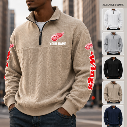 [SUPER SALE] NEW CUSTOMIZED NHL22 DRW DETROIT RED WINGS MULTICOLOR QUARTER-ZIP SWEATSHIRT