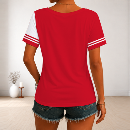 [SUPER SALE] NEW CUSTOMIZED NHL22 DRW DETROIT RED WINGS V-NECK FEMALE SHIRT