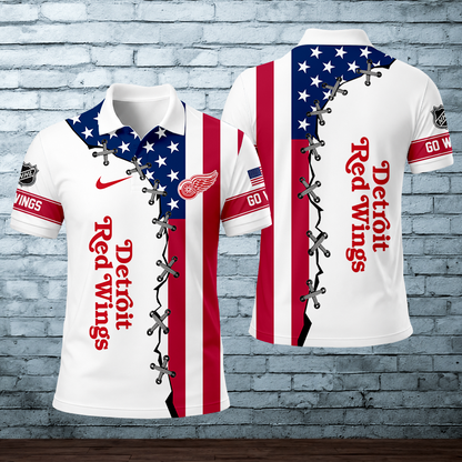 [SUPER SALE] NEW CUSTOMIZED NHL22 DRW DETROIT RED WINGS POLO SHIRT