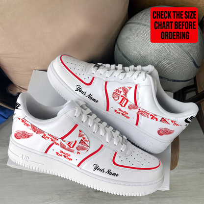 [SUPER SALE] NEW CUSTOMIZED NHL22 DRW DETROIT RED WINGS AF1 SHOES