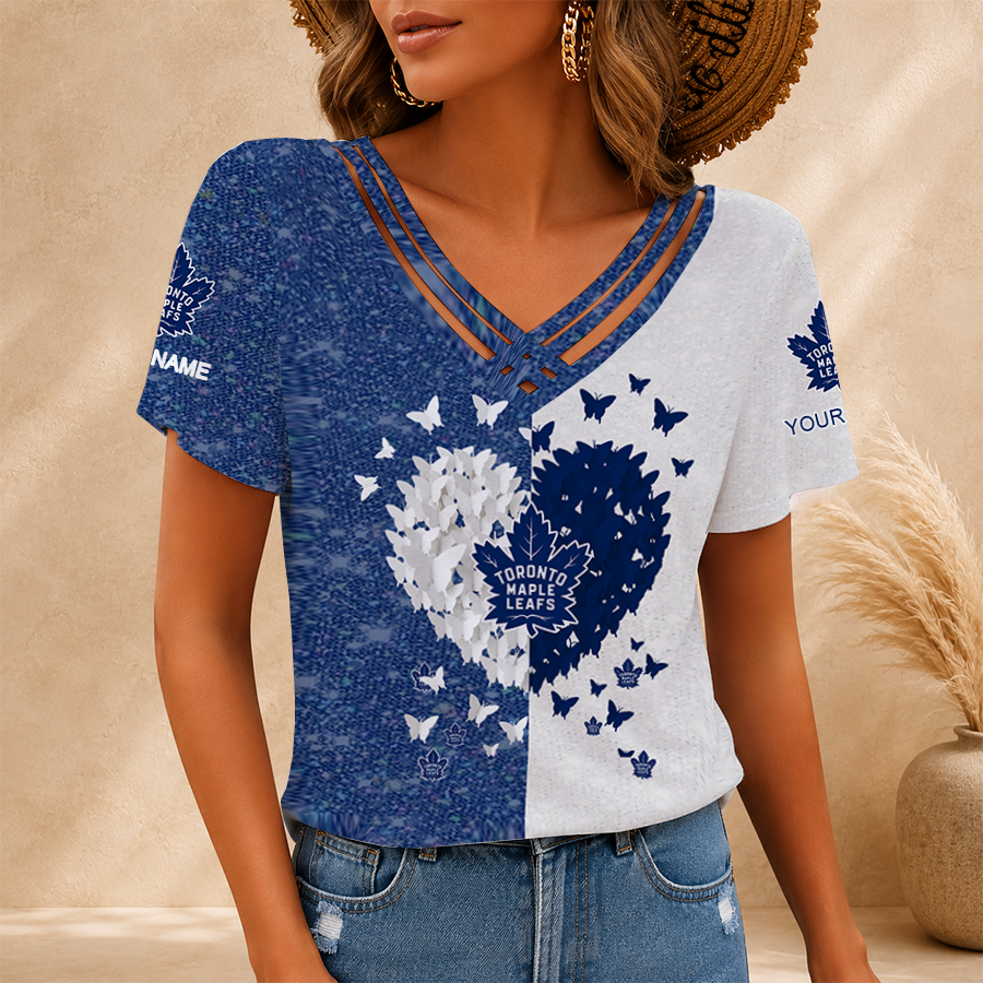 [SUPER SALE] NEW CUSTOMIZED NHL23 TML TORONTO MAPLE LEAFS V-NECK SHIRT