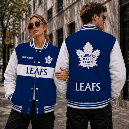 [SUPER SALE] NEW CUSTOMIZED NHL23 TML TORONTO MAPLE LEAFS SATIN VARSITY JACKET & BASEBALL JACKET