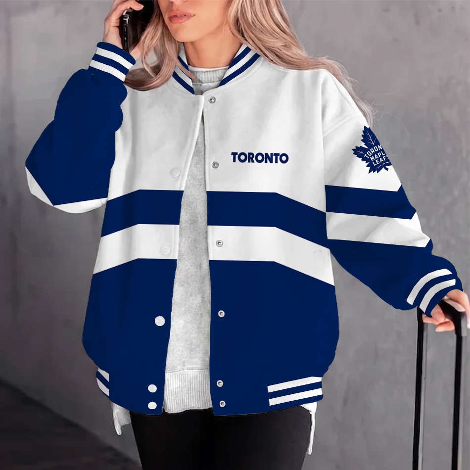 [SUPER SALE] NEW CUSTOMIZED NHL23 TML TORONTO MAPLE LEAFS SATIN VARSITY JACKET & BASEBALL JACKET