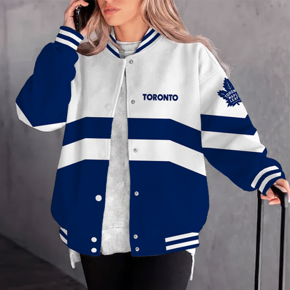 [SUPER SALE] NEW CUSTOMIZED NHL23 TML TORONTO MAPLE LEAFS SATIN VARSITY JACKET & BASEBALL JACKET