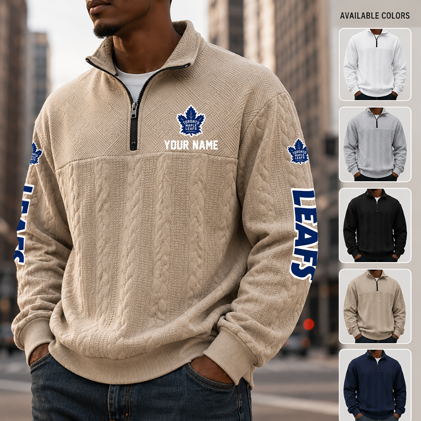[SUPER SALE] NEW CUSTOMIZED NHL23 TML TORONTO MAPLE LEAFS MULTICOLOR QUARTER-ZIP SWEATSHIRT