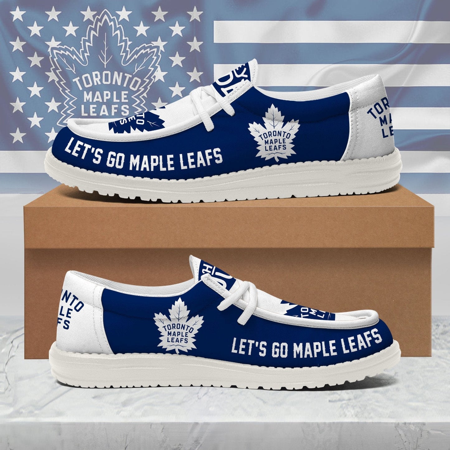 [SUPER SALE ] NEW CUSTOMIZED NHL23 TML TORONTO MAPLE LEAFS LOAFER SHOES