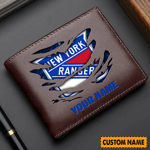 [SUPER SALE] NEW CUSTOMIZED NHL24 NYR NEW YORK RANGERS LEATHER WALLET
