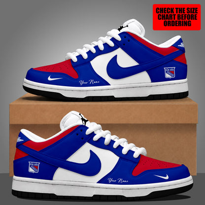 [SUPER SALE] NEW CUSTOMIZED NHL24 NYR NEW YORK RANGERS DUNK LOW SHOES