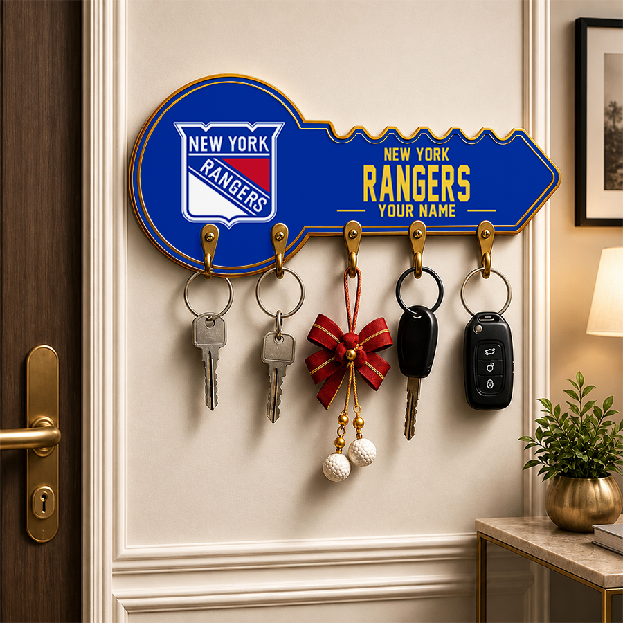 [SUPER SALE] NEW CUSTOMIZED NHL24 NYR NEW YORK RANGERS WALL KEY HOLDER FOR HOME