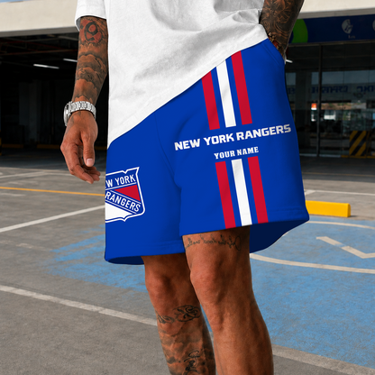 [SUPER SALE] NEW CUSTOMIZED NHL24 NYR NEW YORK RANGERS SHORT PANTS