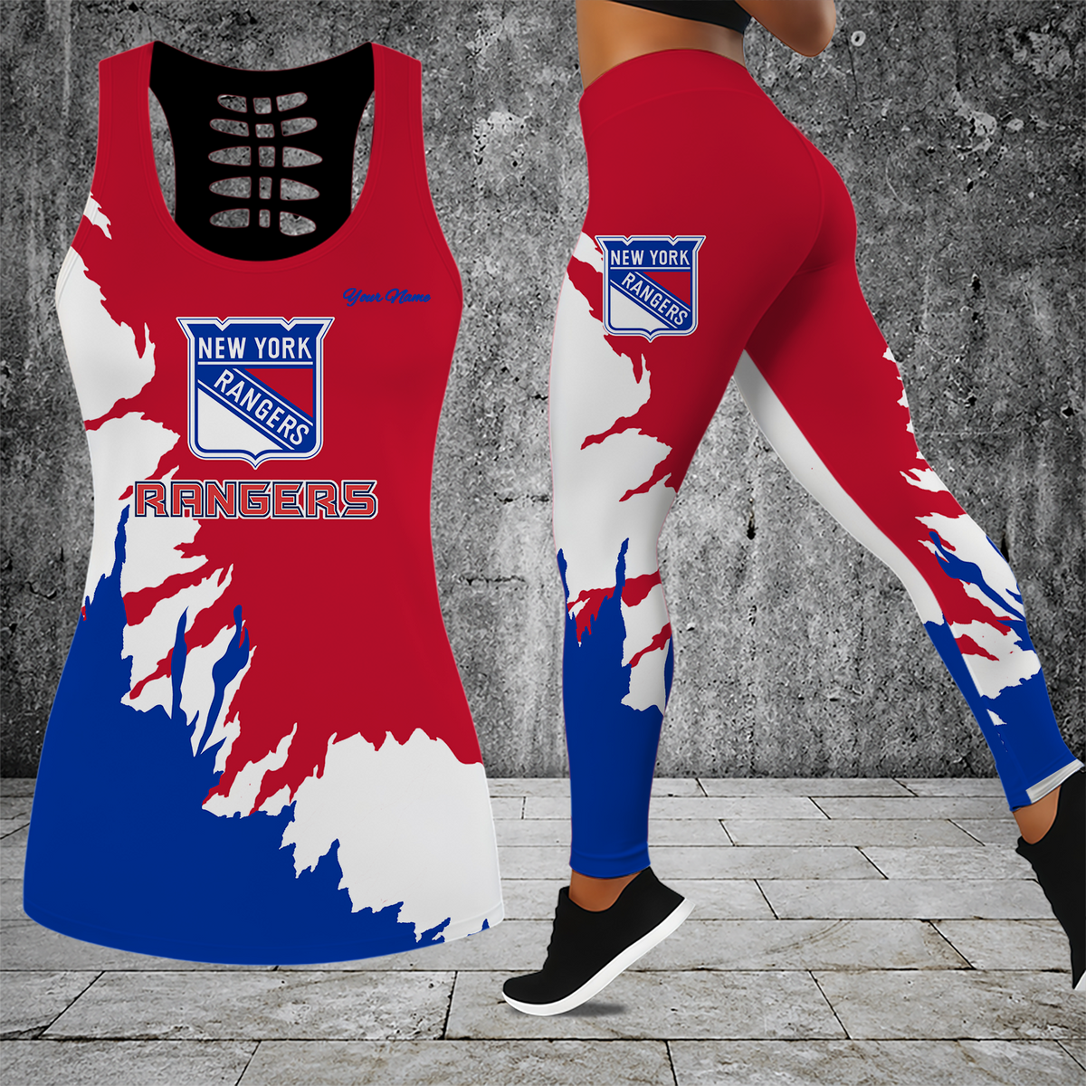 [SUPER SALE] NEW CUSTOMIZED NHL24 NYR NEW YORK RANGERS MEN'S DRAWSTRING CARGO SHORTS