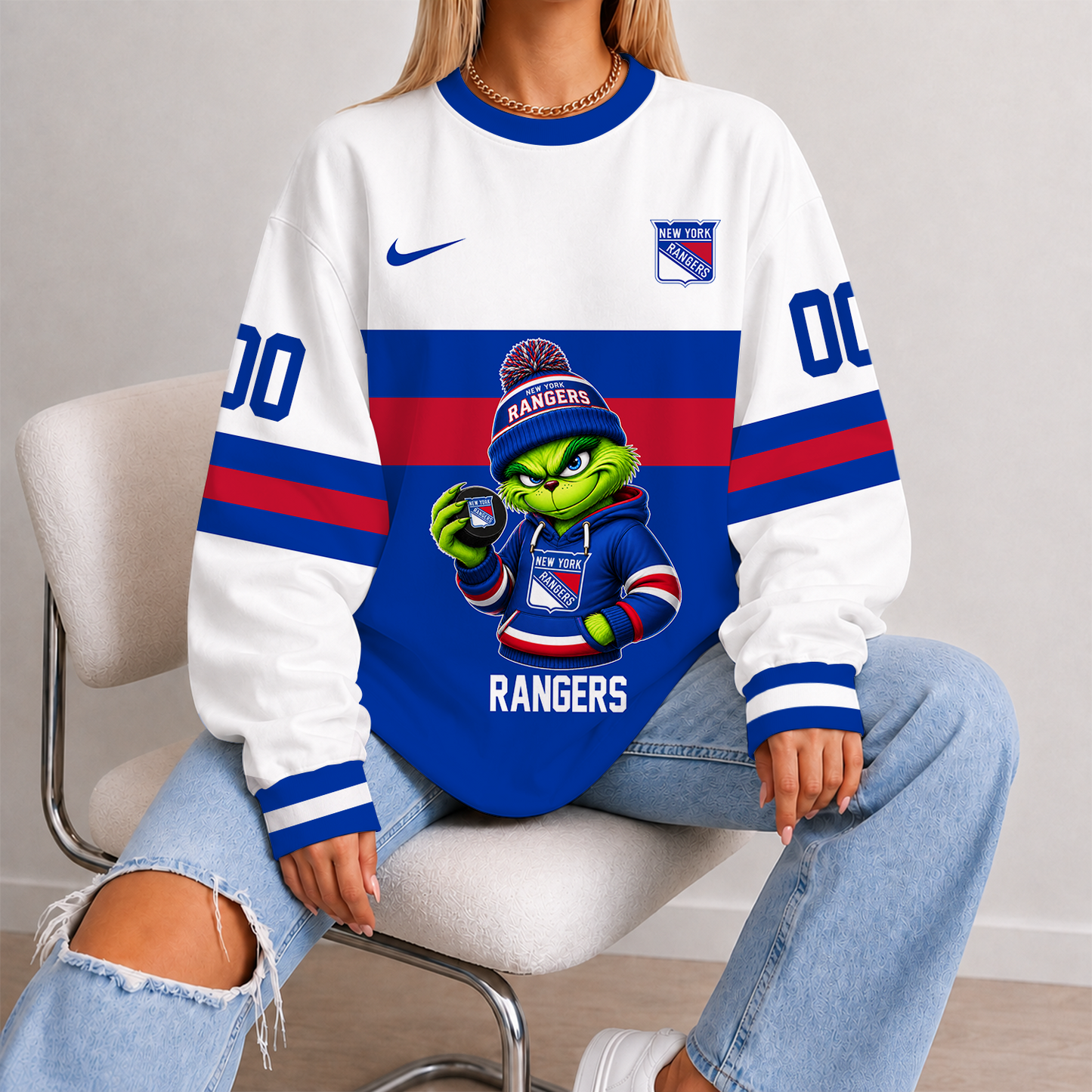 [SUPER SALE] NEW CUSTOMIZED NHL24 NYR NEW YORK RANGERS UNISEX SWEATSHIRT
