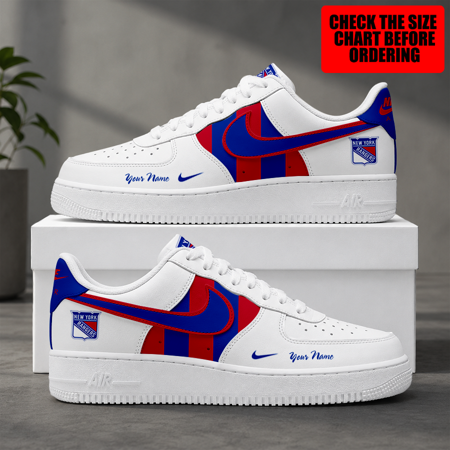 [SUPER SALE] NEW CUSTOMIZED NHL24 NYR NEW YORK RANGERS AF1 SHOES
