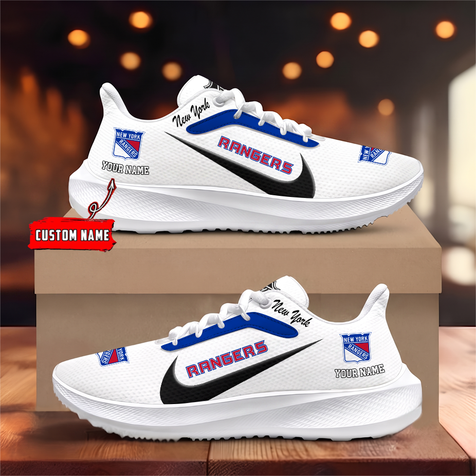 [SUPER SALE] NEW CUSTOMIZED NHL24 NYR NEW YORK RANGERS ROAD RUNNING SHOES
