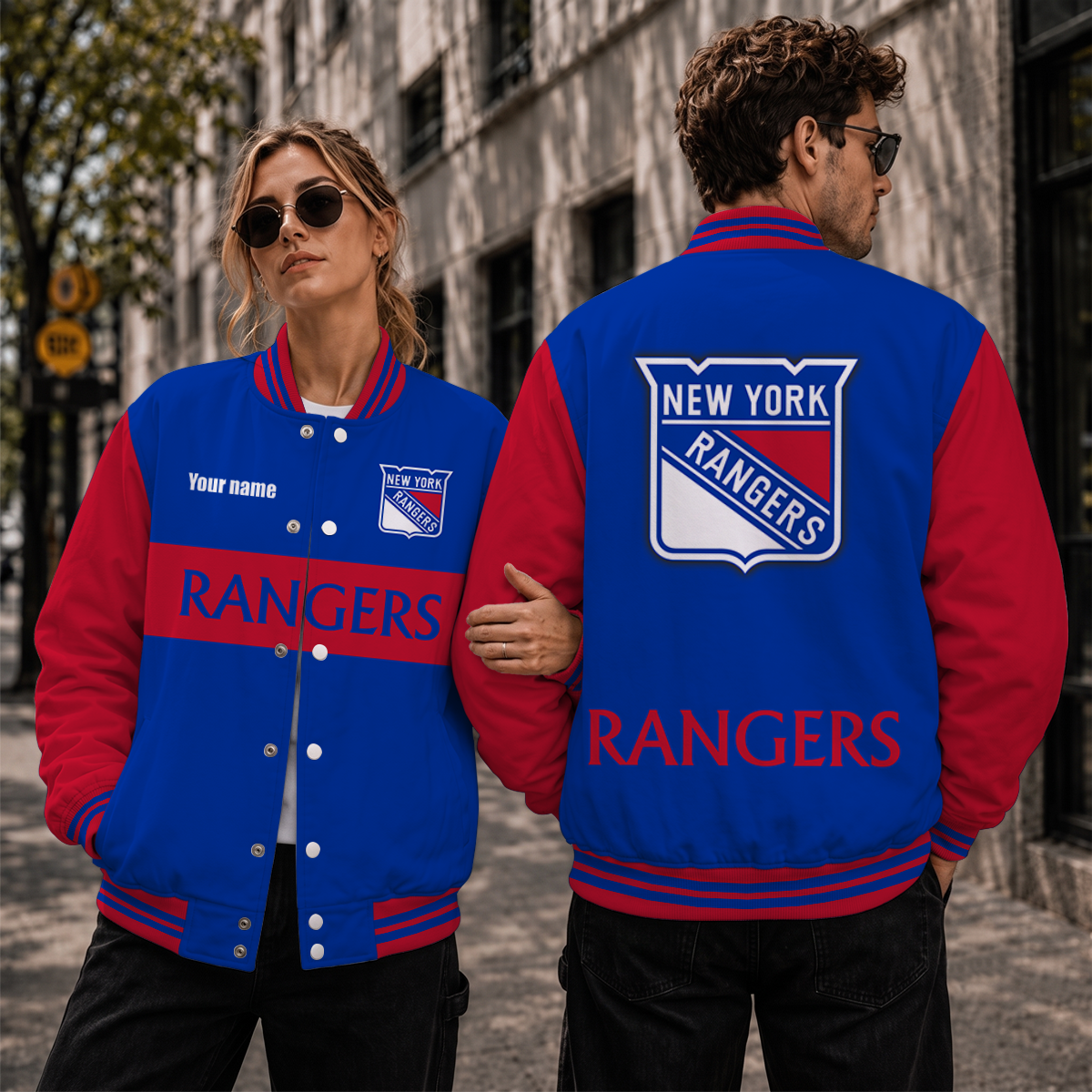 [SUPER SALE] NEW CUSTOMIZED NHL24 NYR NEW YORK RANGERS SATIN VARSITY JACKET & BASEBALL JACKET