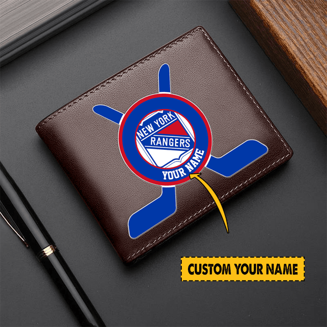 [SUPER SALE] NEW CUSTOMIZED NHL24 NYR NEW YORK RANGERS LEATHER WALLET