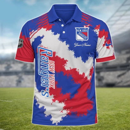 [SUPER SALE] NEW CUSTOMIZED NHL24 NYR NEW YORK RANGERS POLO SHIRT