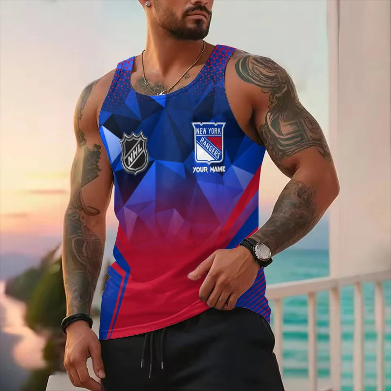 LIMITED EDITION - NEW CUSTOMIZED NHL24 NY RANGERS UNISEX TANK TOP