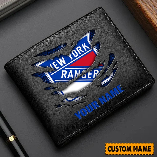 [SUPER SALE] NEW CUSTOMIZED NHL24 NYR NEW YORK RANGERS LEATHER WALLET