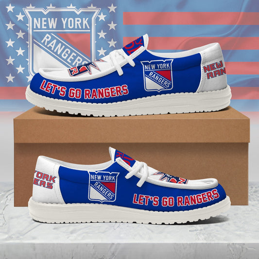 [SUPER SALE ] NEW CUSTOMIZED NHL24 NYR NEW YORK RANGERS LOAFER SHOES