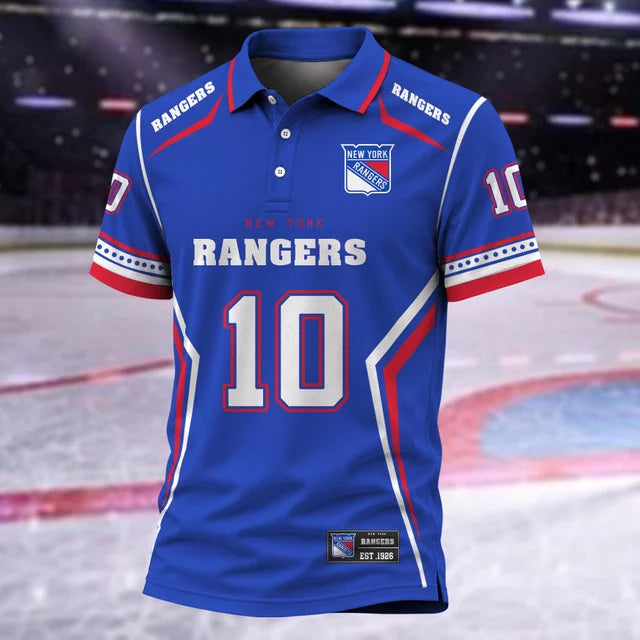 [SUPER SALE] NEW CUSTOMIZED NHL24 NYR NEW YORK RANGERS POLO SHIRT