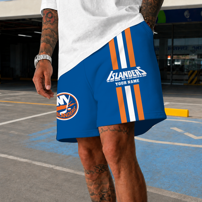 [SUPER SALE] NEW CUSTOMIZED NHL25 NYI NEW YORK ISLANDERS SHORT PANTS