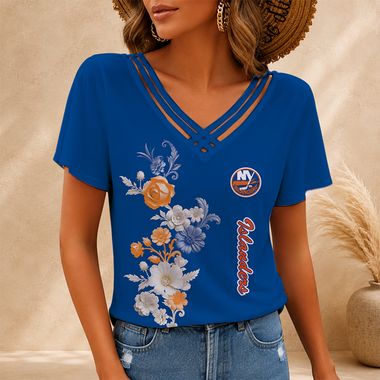 [SUPER SALE] NEW CUSTOMIZED NHL25 NYI NEW YORK ISLANDERS V-NECK SHIRT