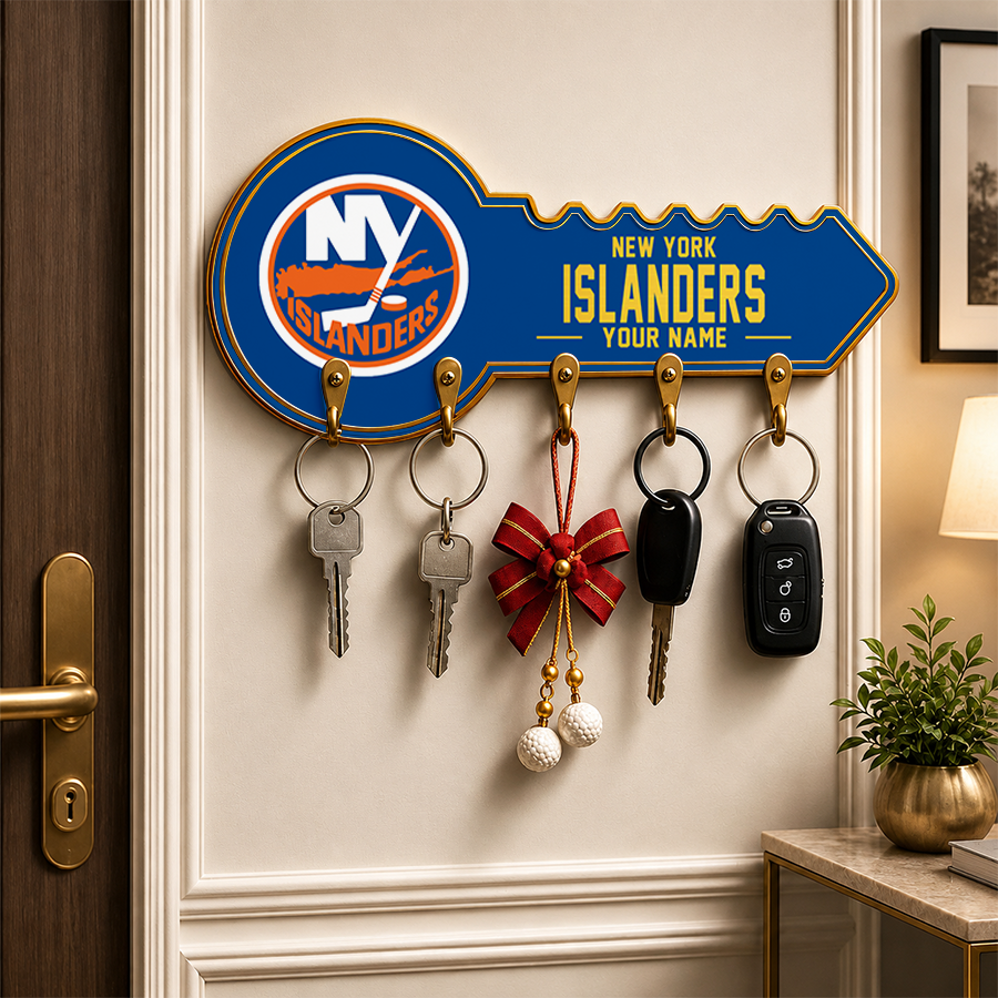 [SUPER SALE] NEW CUSTOMIZED NHL25 NYI NEW YORK ISLANDERS WALL KEY HOLDER FOR HOME