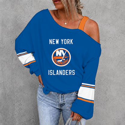 [SUPER SALE] NEW CUSTOMIZED NHL25 NYI NEW YORK ISLANDERS DROP SHOULDER SWEATSHIRT