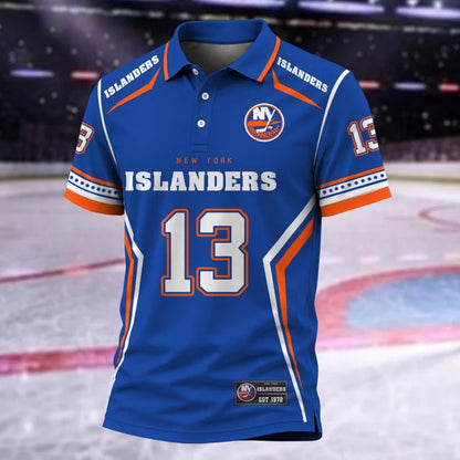 [SUPER SALE] NEW CUSTOMIZED NHL25 NYI NEW YORK ISLANDERS POLO SHIRT