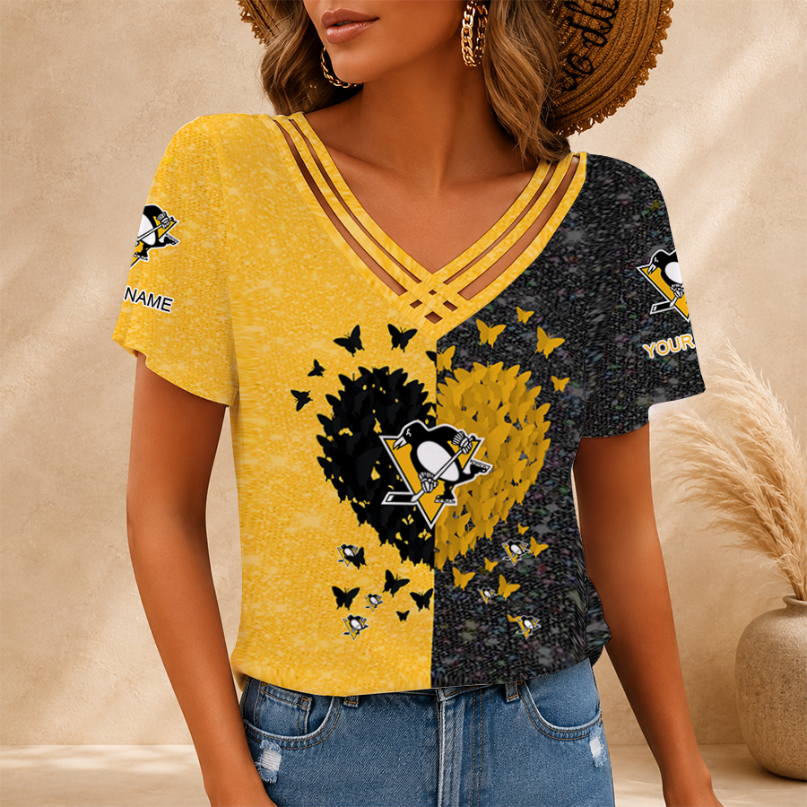 [SUPER SALE] NEW CUSTOMIZED NHL26 PBP PITTSBURGH PENGUINS V-NECK SHIRT