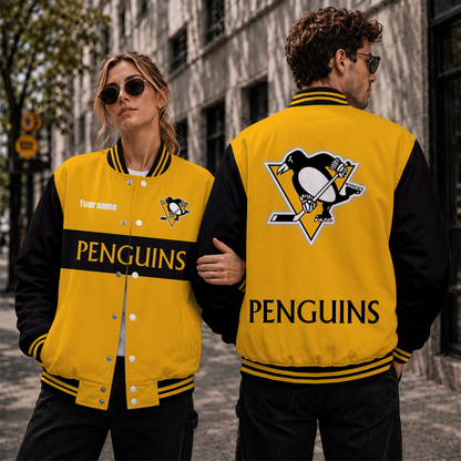 [SUPER SALE] NEW CUSTOMIZED NHL26 PBP PITTSBURGH PENGUINS SATIN VARSITY JACKET & BASEBALL JACKET