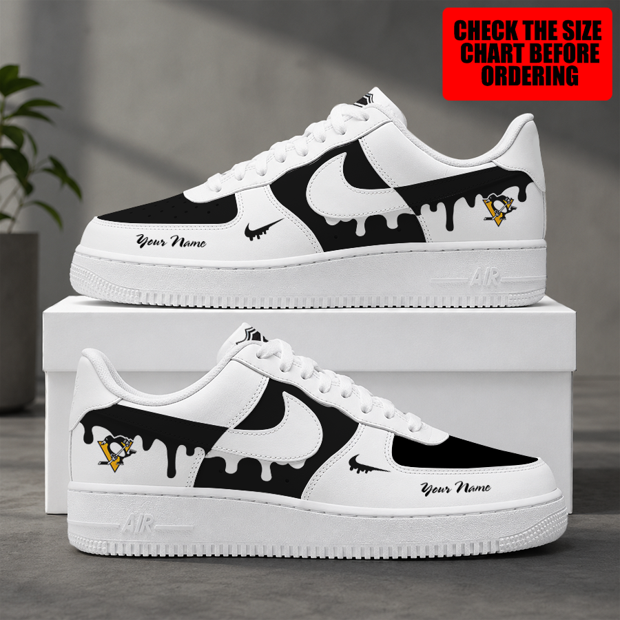 [SUPER SALE] NEW CUSTOMIZED NHL26 PBP PITTSBURGH PENGUINS AF1 SHOES