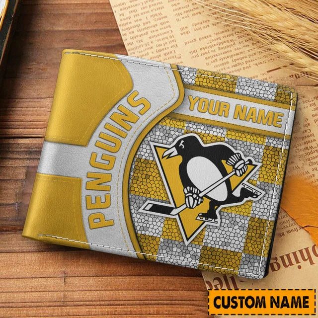 [SUPER SALE ] NEW CUSTOMIZED NHL26 PBP PITTSBURGH PENGUINS LEATHER WALLET