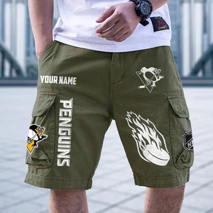 [SUPER SALE] NEW CUSTOMIZED NHL26 PBP PITTSBURGH PENGUINS CARGO SHORTS