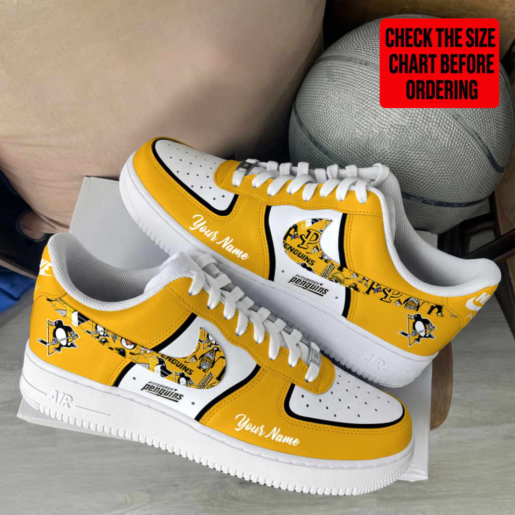 [SUPER SALE] NEW CUSTOMIZED NHL26 PBP PITTSBURGH PENGUINS AF1 SHOES