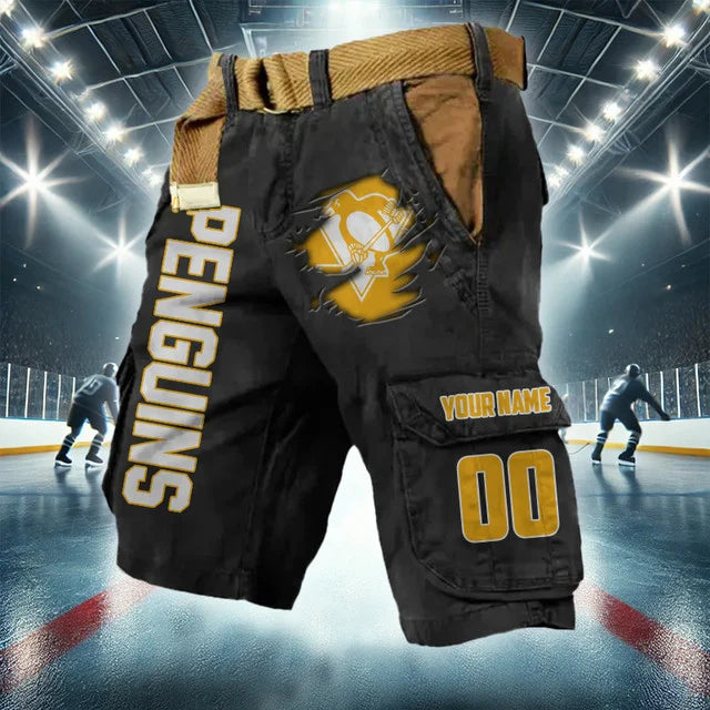 [SUPER SALE] NEW CUSTOMIZED NHL26 PBP PITTSBURGH PENGUINS CARGO SHORTS
