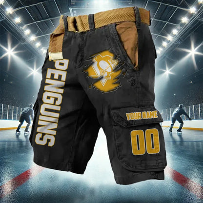 [SUPER SALE] NEW CUSTOMIZED NHL26 PBP PITTSBURGH PENGUINS CARGO SHORTS