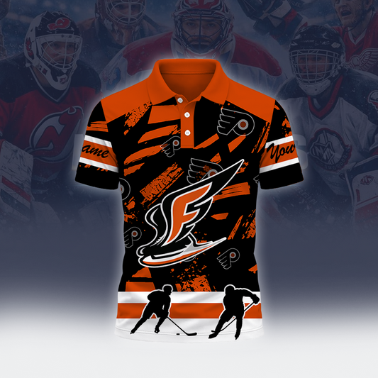 [SUPER SALE] NEW CUSTOMIZED NHL27 BFS PHILADELPHIA FLYERS POLO SHIRT