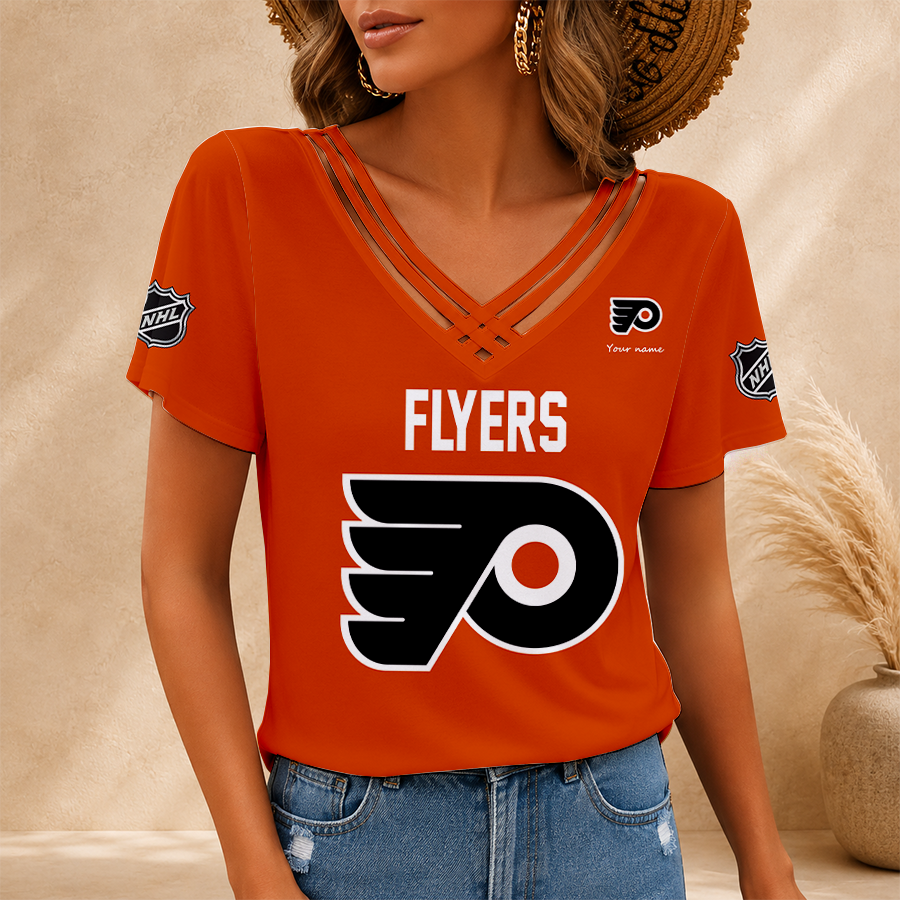 [SUPER SALE] NEW CUSTOMIZED NHL27 BFS PHILADELPHIA FLYERS V-NECK SHIRT