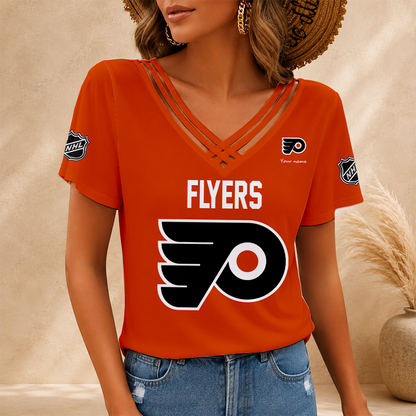 [SUPER SALE] NEW CUSTOMIZED NHL27 BFS PHILADELPHIA FLYERS V-NECK SHIRT