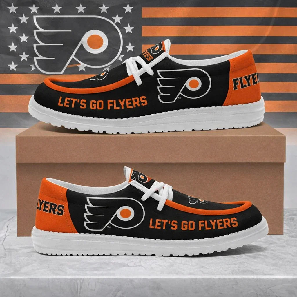 [SUPER SALE ] NEW CUSTOMIZED NHL27 BFS PHILADELPHIA FLYERS LOAFER SHOES