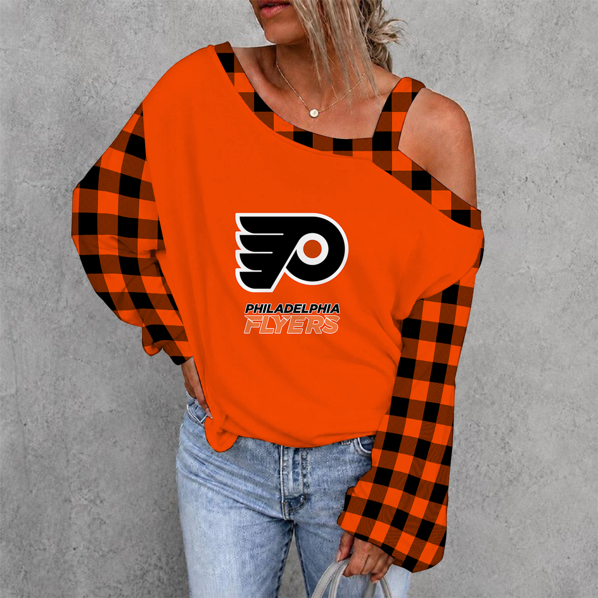 [SUPER SALE] NEW CUSTOMIZED NHL27 PPF PHILADELPHIA FLYERS DROP SHOULDER SWEATSHIRT