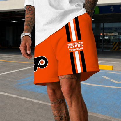 [SUPER SALE] NEW CUSTOMIZED NHL27 PPF PHILADELPHIA FLYERS SHORT PANTS