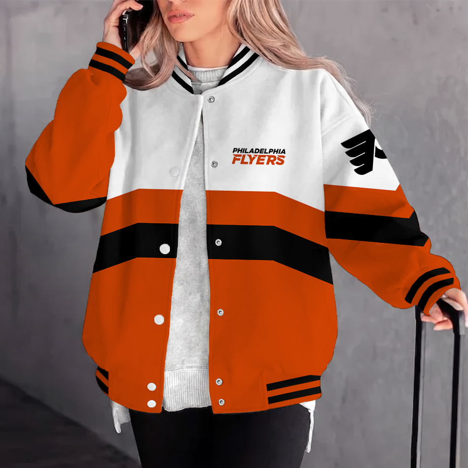 [SUPER SALE] NEW CUSTOMIZED NHL27 PPF PHILADELPHIA FLYERS SATIN VARSITY JACKET & BASEBALL JACKET