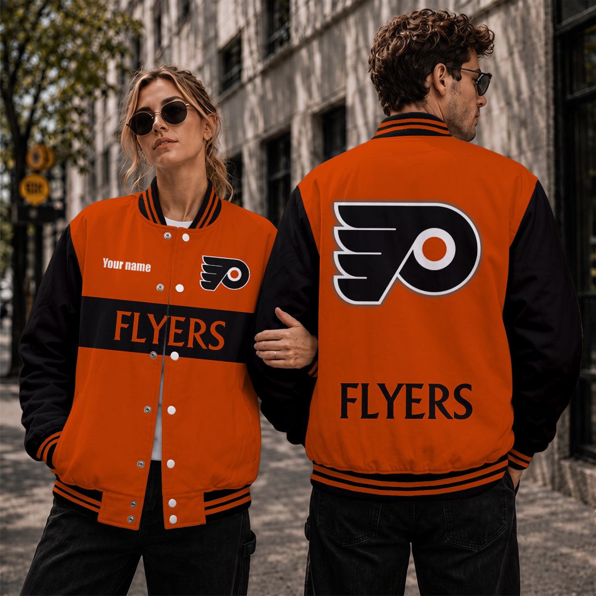 [SUPER SALE] NEW CUSTOMIZED NHL27 PPF PHILADELPHIA FLYERS SATIN VARSITY JACKET & BASEBALL JACKET