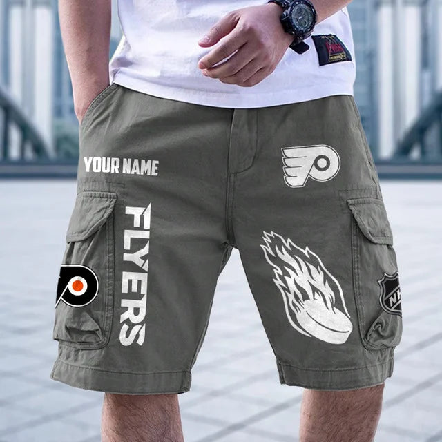 [SUPER SALE] NEW CUSTOMIZED NHL27 BFS PHILADELPHIA FLYERS CARGO SHORTS